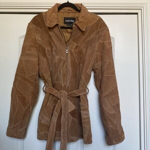 Leather Works Patchwork Leather Jacket Womens 3XL Retro 60’s belted Boho Hippie